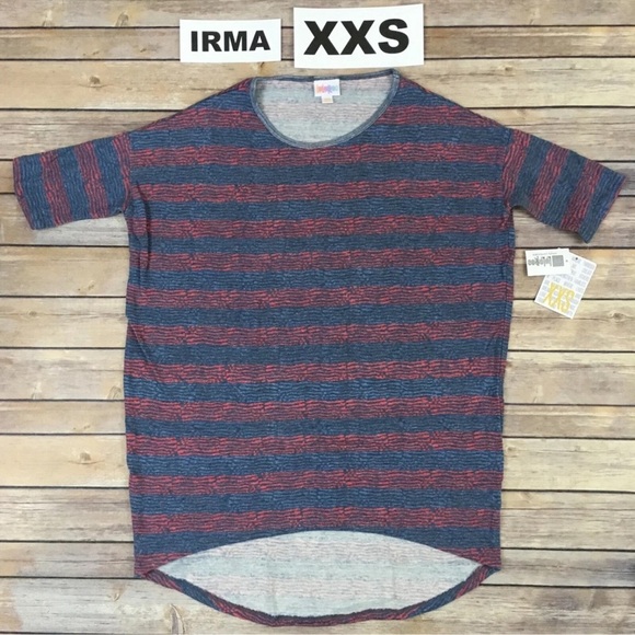 NWT LuLaRoe IRMA BLUE STRIPES American Dreams Americana 4th of July Size XXS - Picture 1 of 8
